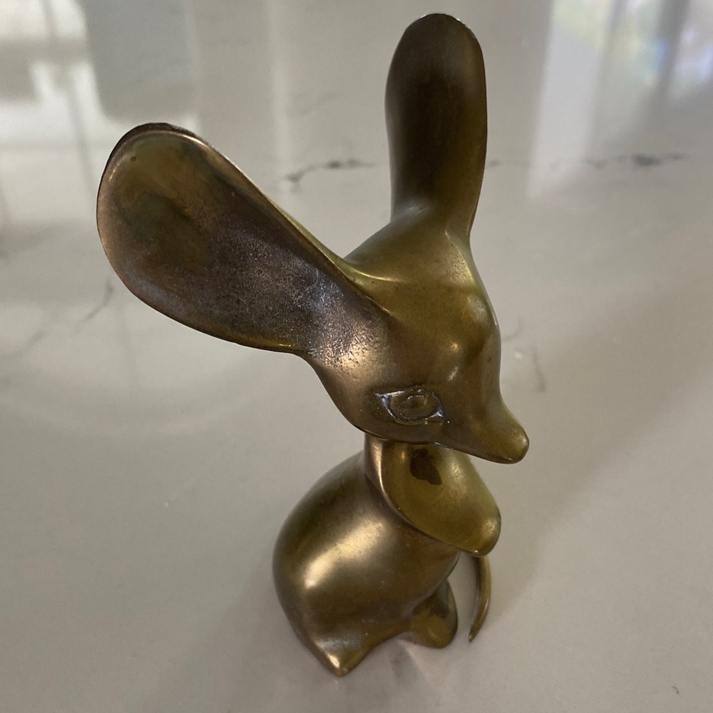 Vintage Solid Brass Big Ear Mouse Heavy Paperweight Figurine-home decor